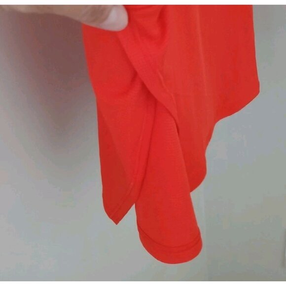 Athleta Grid Knit Tank Top Size XL Red Gym Pickleball Breathable Side Slit - Picture 5 of 10